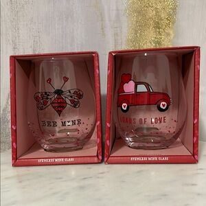 Valentine's Stemless Wine Glass Set (2 glasses)